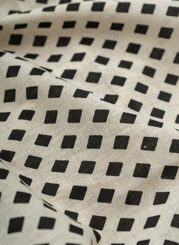 (Pre Cut-2 Meter) Cotton Flex Off-White Color With Black Geometrical Pattern Discharge Print Fabric