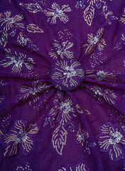 Pure Georgette Indigo Purple Color Floral Pattern Sequins Embroidery Fabric.