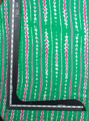 Pure Modal Satin Parrot Green Color Shibori Pattern Digital Print Fabric.