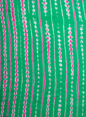 Pure Modal Satin Parrot Green Color Shibori Pattern Digital Print Fabric.