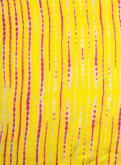 Pure Modal Satin Bright Yellow Color Shibori Pattern Digital Print Fabric.