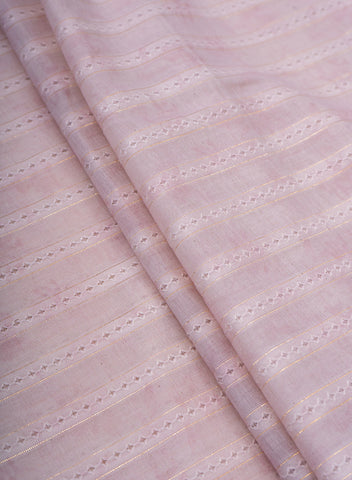 (Pre Cut-1 Meter) Pure Cotton Purple Color Jacqurad Lurex Fabric.