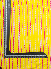 Pure Modal Satin Bright Yellow Color Shibori Pattern Digital Print Fabric.