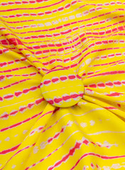 Pure Modal Satin Bright Yellow Color Shibori Pattern Digital Print Fabric.