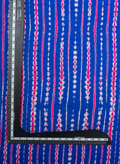 Pure Modal Satin Navy Blue Color Shibori Pattern Digital Print Fabric.