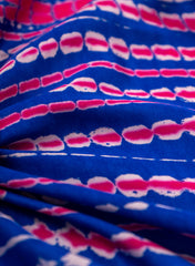 Pure Modal Satin Navy Blue Color Shibori Pattern Digital Print Fabric.