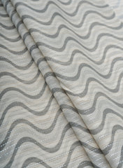 Pure Cotton Grey Color Jacqurad Lurex With Zig-Zag Digital Print Fabric.