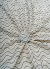 Pure Cotton Grey Color Jacqurad Lurex With Zig-Zag Digital Print Fabric.