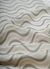 Pure Cotton Grey Color Jacqurad Lurex With Zig-Zag Digital Print Fabric.