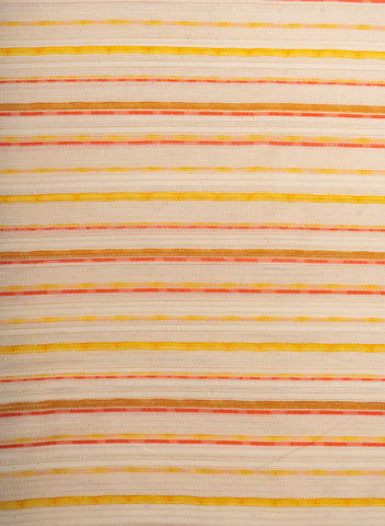 (Pre Cut -1.5 Meter) Pure Cotton Cream And Yellow Color Jacqurad Lurex With Stripes Digital Print Fabric.