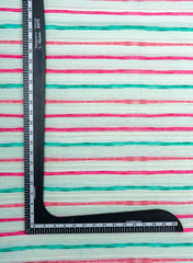 Pure Cotton Cruise Blue Color Jacqurad Lurex With Stripes Digital Print Fabric.