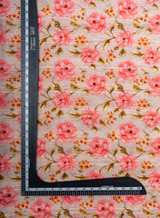 Pure Cotton Shades Of Pink Color Jacqurad Lurex With Floral Digital Print Fabric.