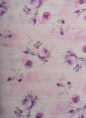 Pure Cotton Purple Color Jacqurad Lurex With Floral Digital Print Fabric.