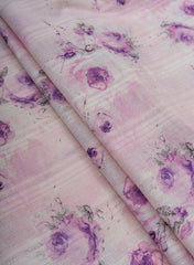 Pure Cotton Purple Color Jacqurad Lurex With Floral Digital Print Fabric.