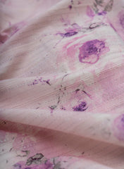Pure Cotton Purple Color Jacqurad Lurex With Floral Digital Print Fabric.
