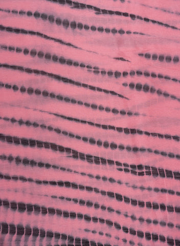 (Pre Cut-3 Meter) Pure Chinnon Chiffon Light pink And Black Color Tie And Dye Print Fabric.