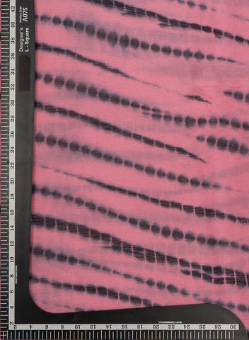 (Pre Cut-3 Meter) Pure Chinnon Chiffon Light pink And Black Color Tie And Dye Print Fabric.