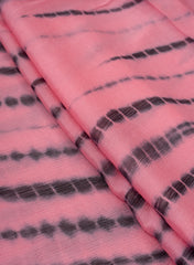 Pure Chinnon Chiffon Light pink And Black Color Tie And Dye Print Fabric.