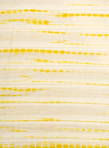(Precut - 1 Meter) Pure Cotton Yellow Color Tie and Dye Lurex Fabric.