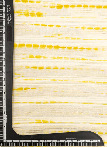 (Precut - 1 Meter) Pure Cotton Yellow Color Tie and Dye Lurex Fabric.