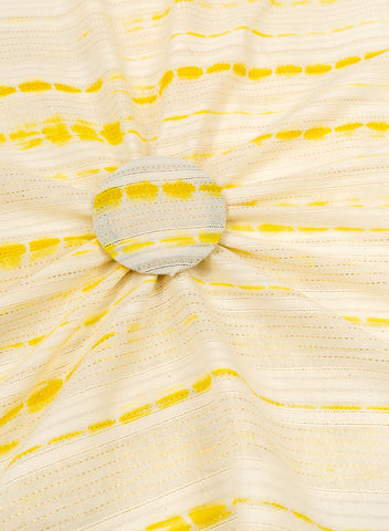 (Precut - 1 Meter) Pure Cotton Yellow Color Tie and Dye Lurex Fabric.