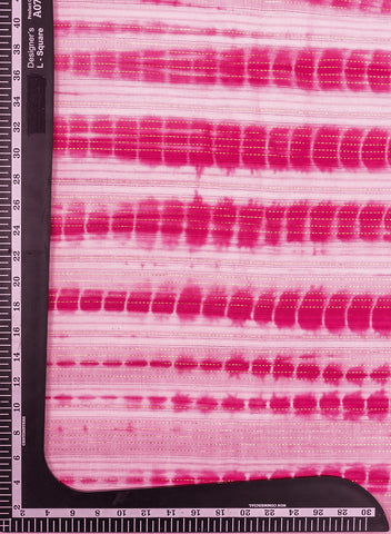 (Pre Cut-1 Meter) Pure Cotton Barbie Pink Color Tie and Dye Lurex Fabric.