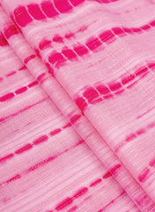 Pure Cotton Barbie Pink Color Tie and Dye Lurex Fabric.