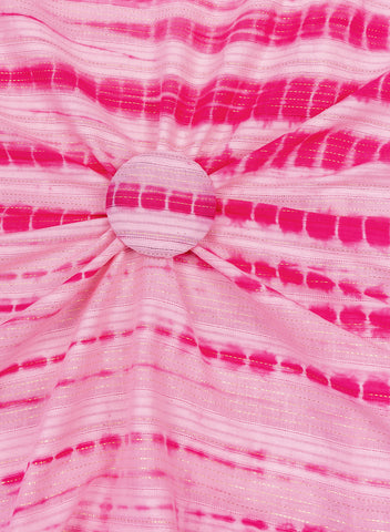(Pre Cut-1 Meter) Pure Cotton Barbie Pink Color Tie and Dye Lurex Fabric.
