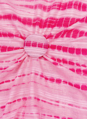 Pure Cotton Barbie Pink Color Tie and Dye Lurex Fabric.