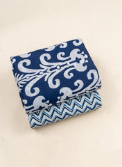 Pure Cotton Cambric Mix And Match Navy Blue Color Block Print Fabric.