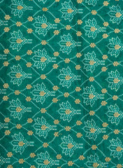 Pure Chinnon Chiffon Sea Green Color Bandhani Print With Sequins Embroidery Fabric