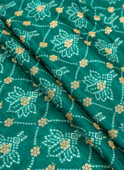 Pure Chinnon Chiffon Sea Green Color Bandhani Print With Sequins Embroidery Fabric