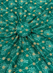 Pure Chinnon Chiffon Sea Green Color Bandhani Print With Sequins Embroidery Fabric