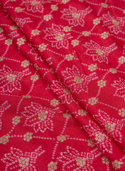 Pure Chinnon Chiffon Dark Pink Color Bandhani Print With Sequins Embroidery Fabric