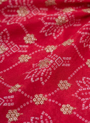 Pure Chinnon Chiffon Dark Pink Color Bandhani Print With Sequins Embroidery Fabric