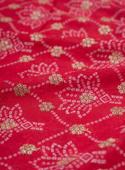 Pure Chinnon Chiffon Dark Pink Color Bandhani Print With Sequins Embroidery Fabric