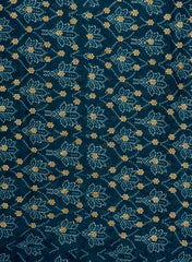 Pure Chinnon Chiffon Navy blue Color Bandhani Print With Sequins Embroidery Fabric