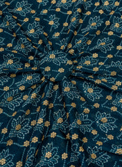 Pure Chinnon Chiffon Navy blue Color Bandhani Print With Sequins Embroidery Fabric