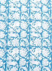 Pure Cotton Cambric Mix And Match Sky Blue Color Block Print Fabric.
