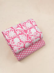 Pure Cotton Cambric Mix And Match Bright Pink Color Block Print Fabric.