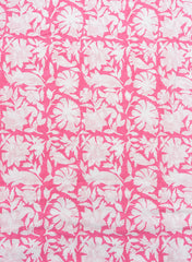 Pure Cotton Cambric Mix And Match Bright Pink Color Block Print Fabric.