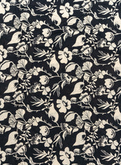 Pure Cotton Cambric Black Color Floral Screen Print Fabric