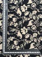 Pure Cotton Cambric Black Color Floral Screen Print Fabric