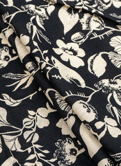 Pure Cotton Cambric Black Color Floral Screen Print Fabric