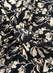 Pure Cotton Cambric Black Color Floral Screen Print Fabric