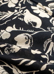 Pure Cotton Cambric Black Color Floral Screen Print Fabric