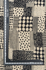 (Pre Cut-1.5 Meter) Pure Cotton Cambric Black Color Geometrical Screen Print Fabric