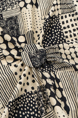 (Pre Cut-1.5 Meter) Pure Cotton Cambric Black Color Geometrical Screen Print Fabric