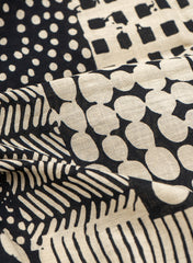 (Pre Cut-1.5 Meter) Pure Cotton Cambric Black Color Geometrical Screen Print Fabric