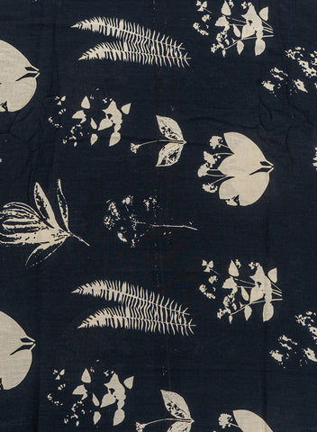 (Pre Cut -1 Meter) Pure Cotton Cambric Black Color Floral Screen Print Fabric